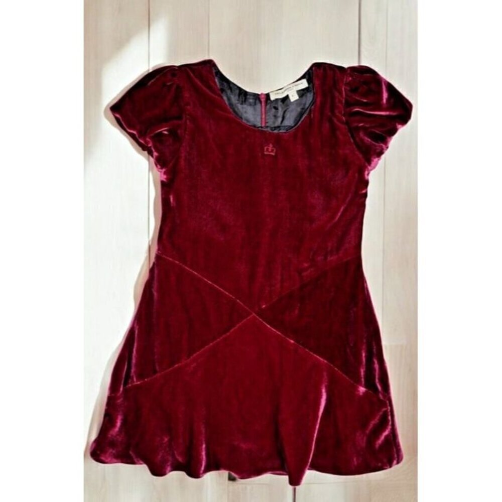 Paula Cahen D’Anvers Girls’ Velvet Dress – Size 6 – Burgundy Puff Sleeve